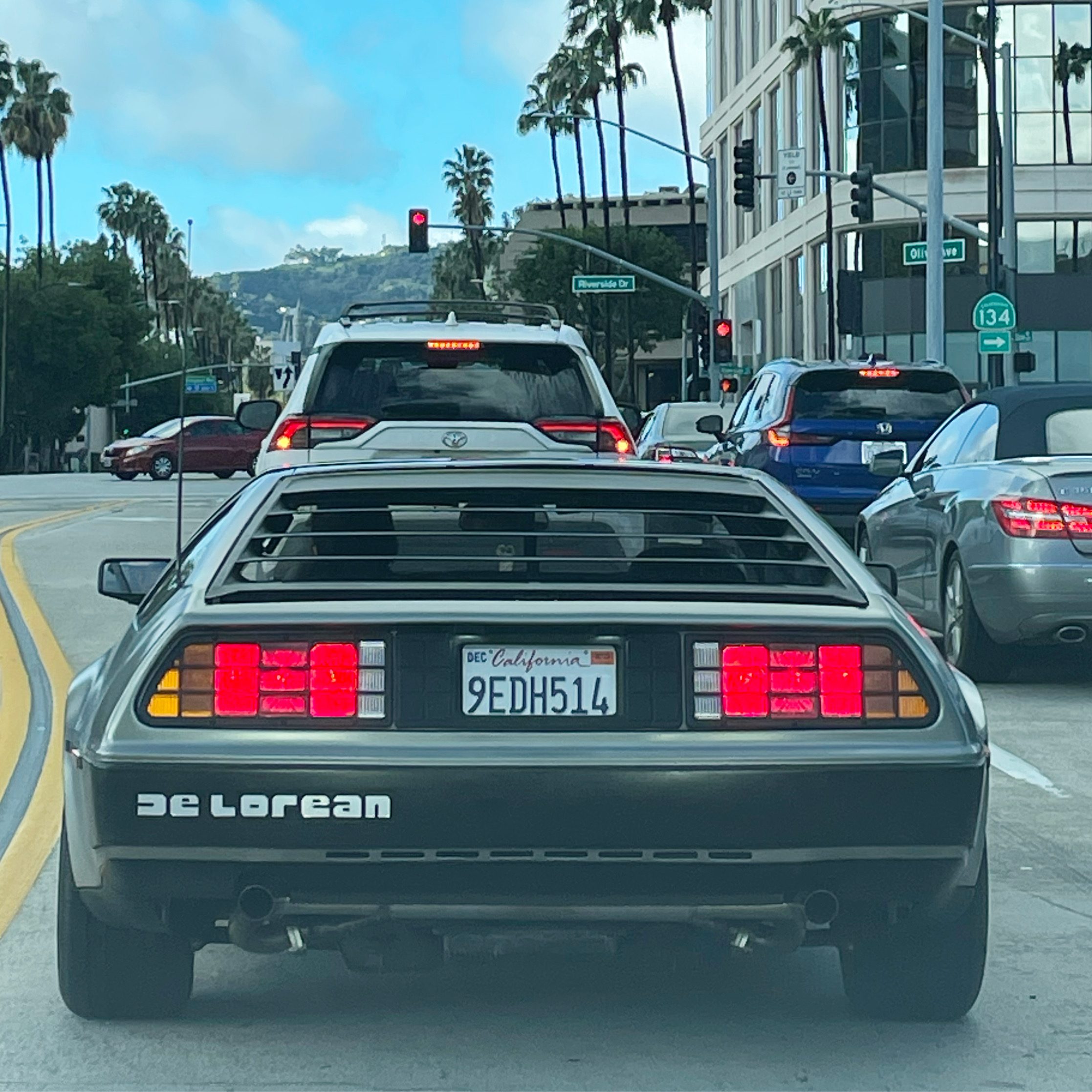 A Delorean on the streets of Hollywood
